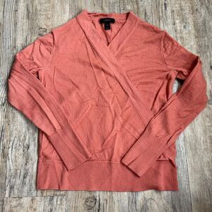 J Crew Sweater Blouse Women's XS Coral Knit Y2K 90s Vintage Wrap